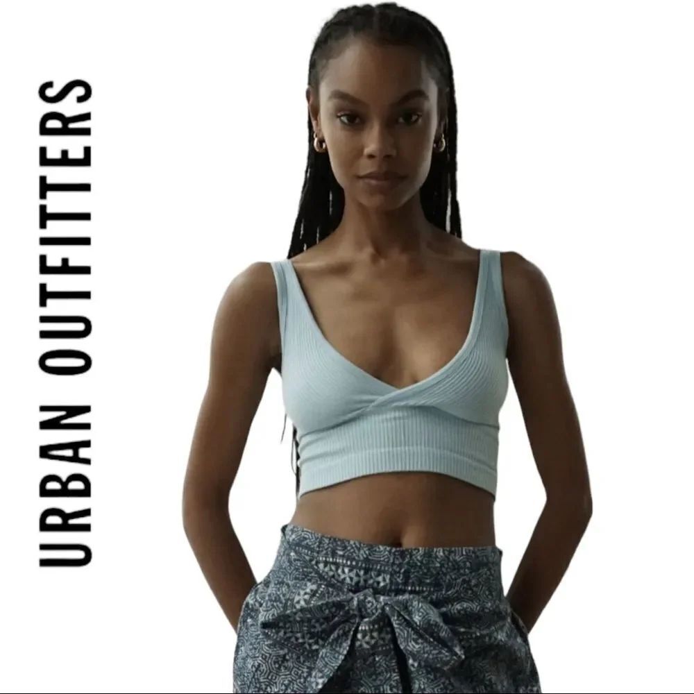 NEW Urban Outfitters Out From Under Drew Sky Blue Seamless Surplice Bra Top XL